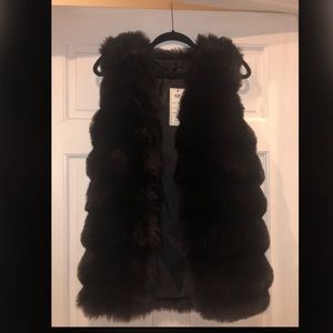 Black Fake Fur Vest